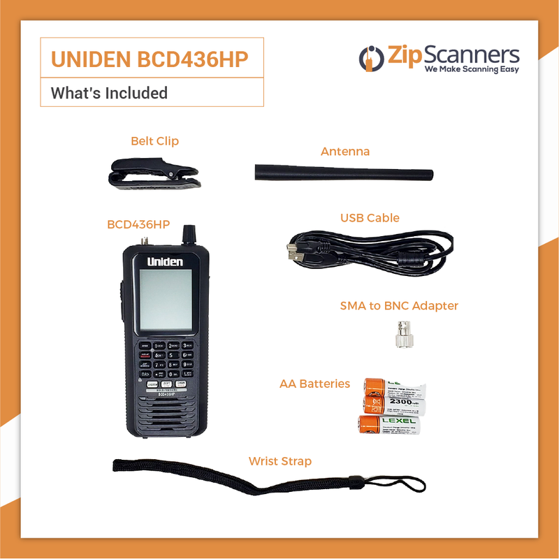 BCD436HP Police Scanner Uniden Digital Handheld Scanner What Is Included