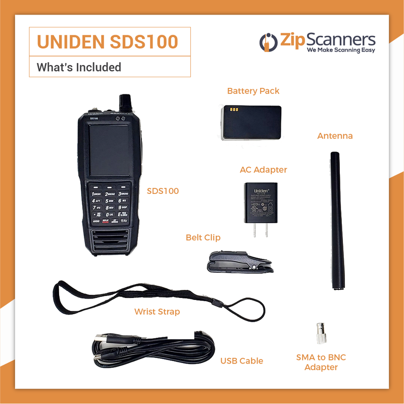 SDS100 Police Scanner | Uniden Digital Handheld Scanner What Is Included