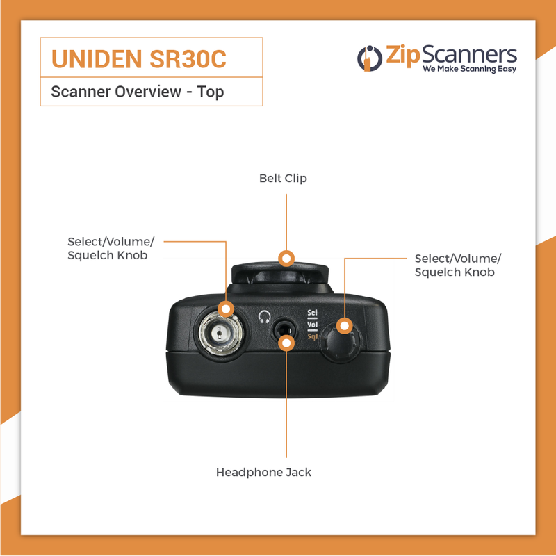 SR30C Police Scanner Uniden Analog Handheld Scanner Zip Scanners Top