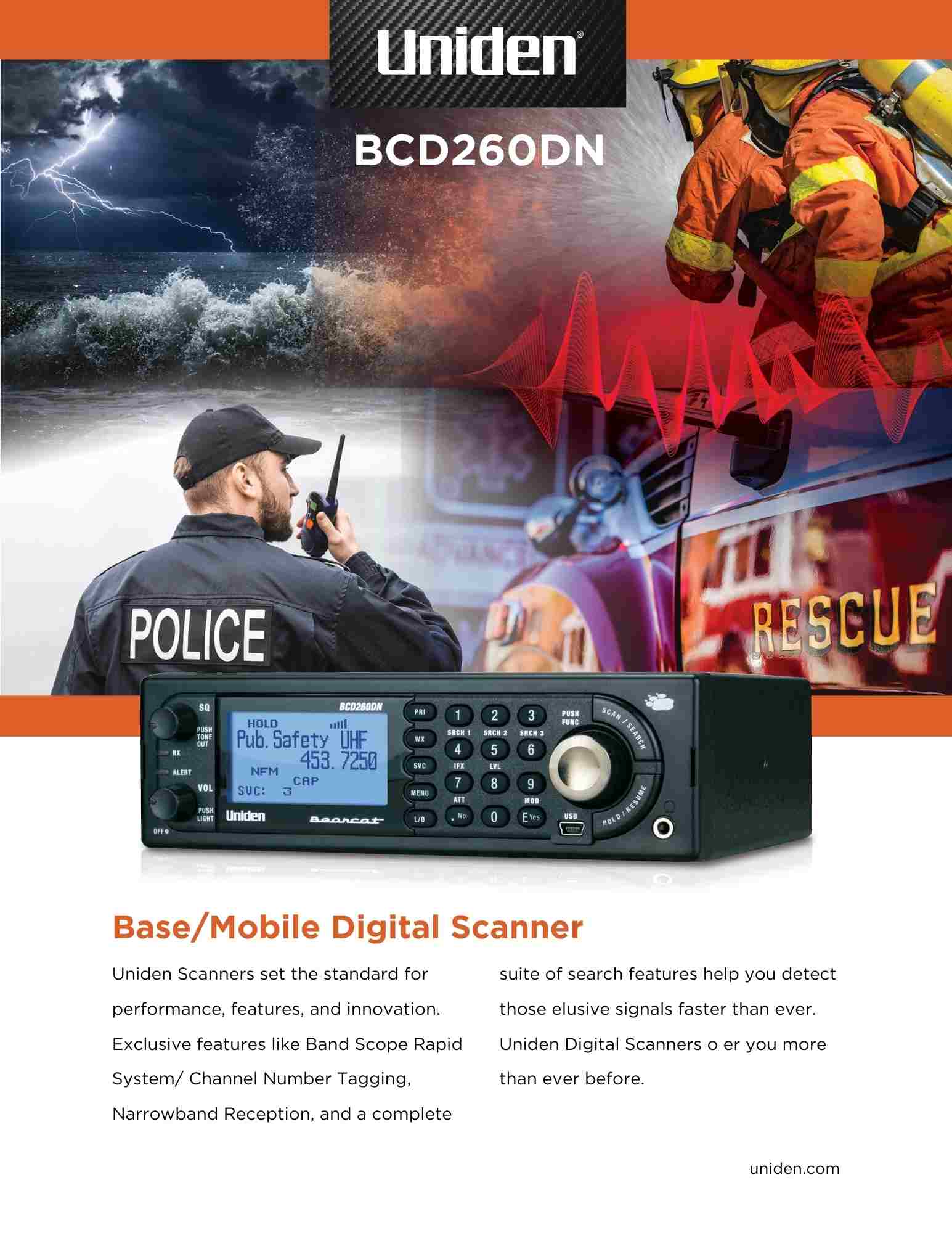 BCD260DN Police Scanner Uniden Digital Base/Mobile Scanner