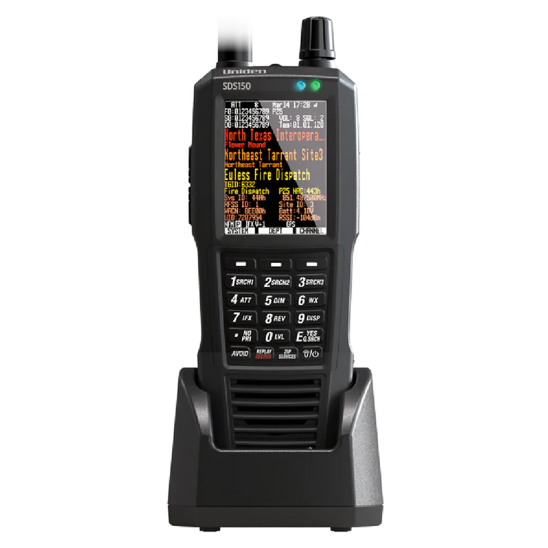 Digital radio communication device with display on a white background