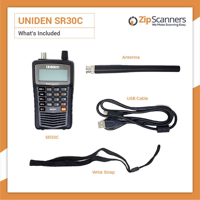 SR30C Police Scanner Uniden Analog Handheld Scanner Zip Scanners What Is Included