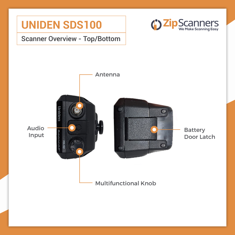 SDS100 Police Scanner | Uniden Digital Handheld Scanner Top and Bottom