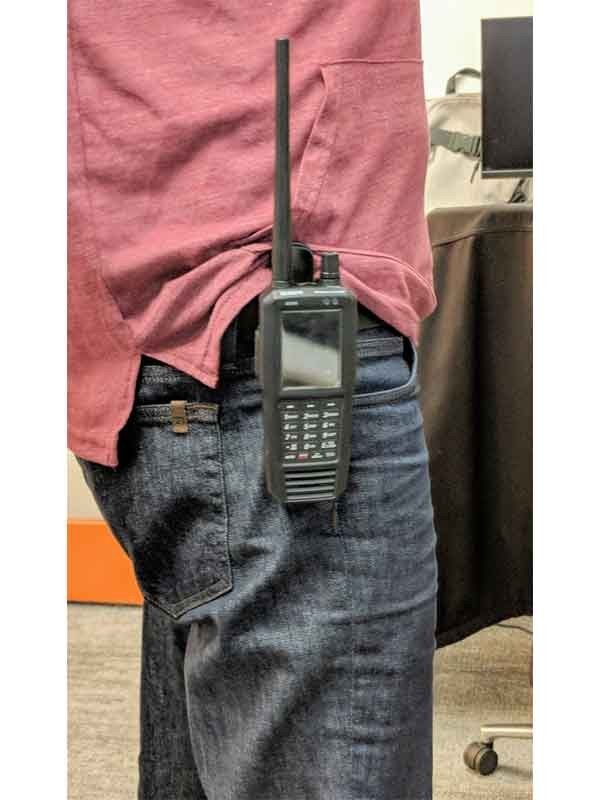 SDS100 Police Scanner Uniden Digital Handheld Scanner back remtronix antenna in pocket
